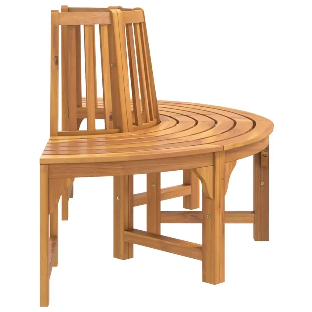 Half Round Tree Bench Outdoor Seating Ø160cm Brown Solid Eucalyptus Wood