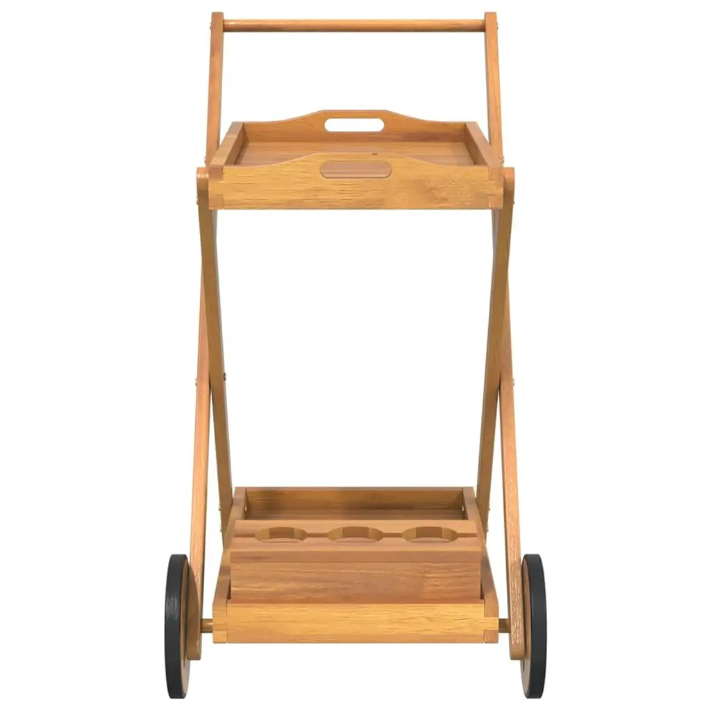 2-Tier Tea Trolley in Brown Solid Wood