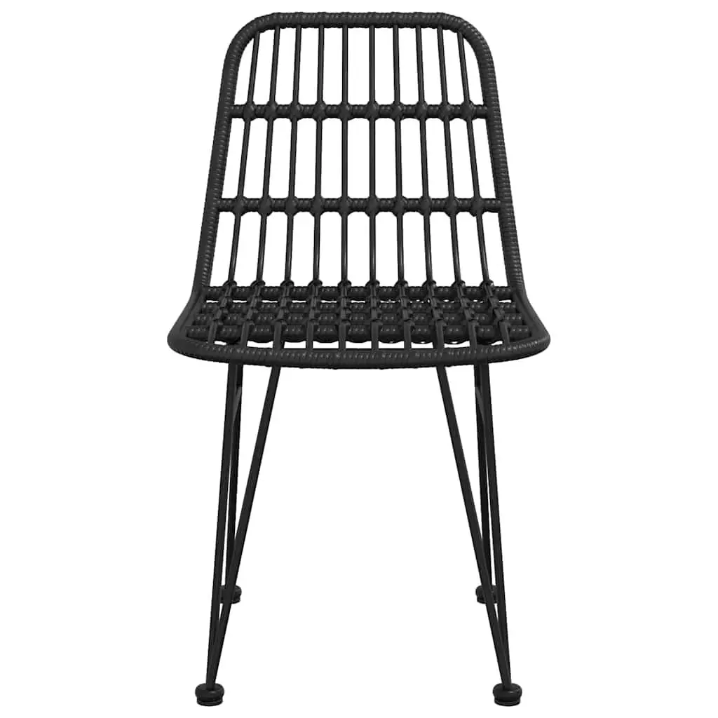 Outdoor Garden Chairs Black Patio Seating 2 Piece with Backrest
