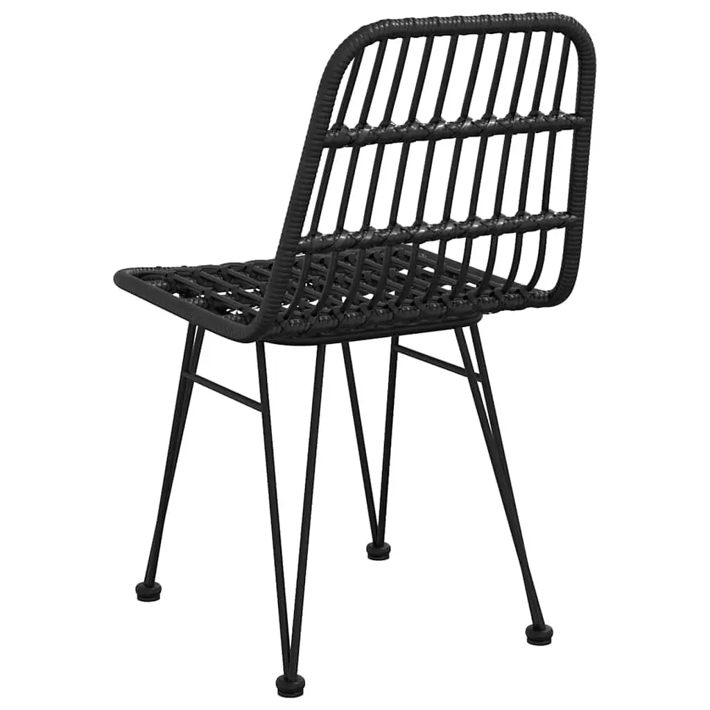 Outdoor Garden Chairs Black Patio Seating 2 Piece with Backrest