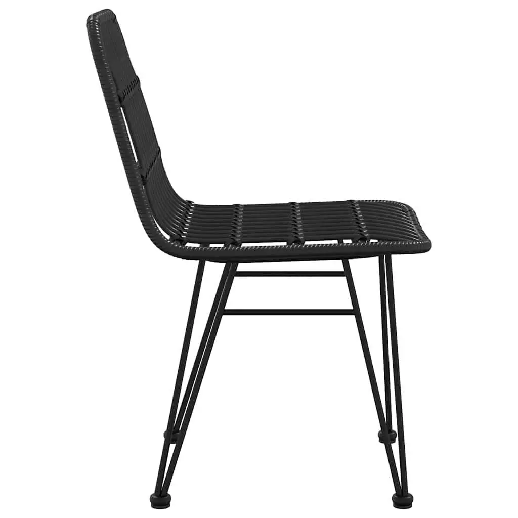 Outdoor Garden Chairs Black Patio Seating 2 Piece with Backrest