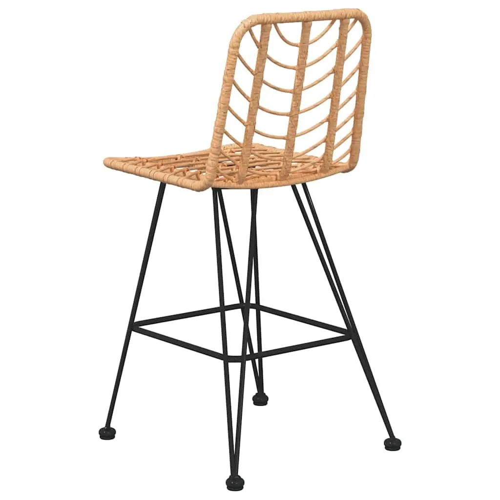Outdoor Bar Stools 2pcs Garden Patio Seating Rattan Steel Frame Backrest