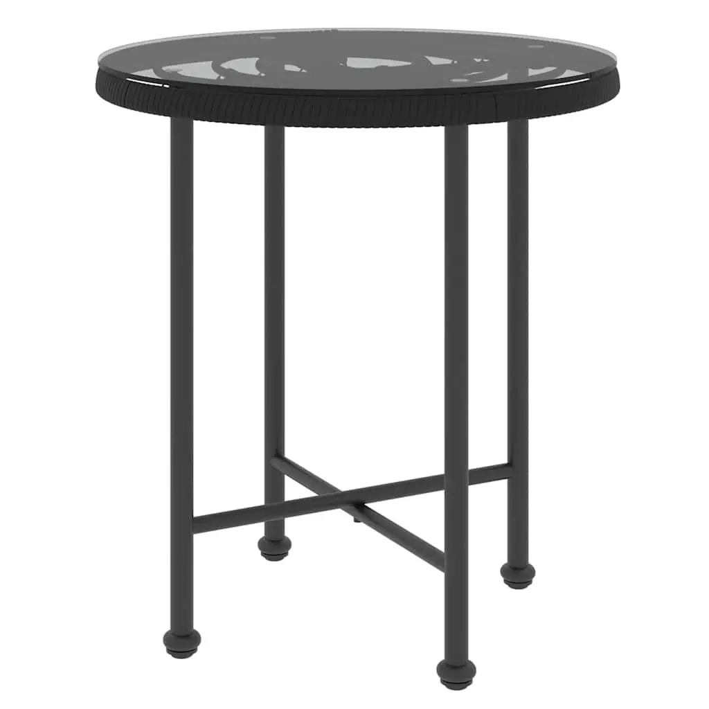 Dining Table Outdoor Patio Bistro Ø50 cm Black Tempered Glass Steel