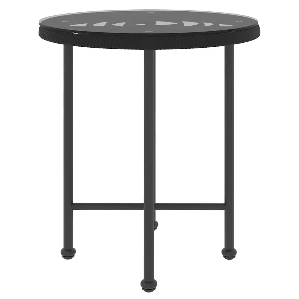 Dining Table Outdoor Patio Bistro Ø50 cm Black Tempered Glass Steel