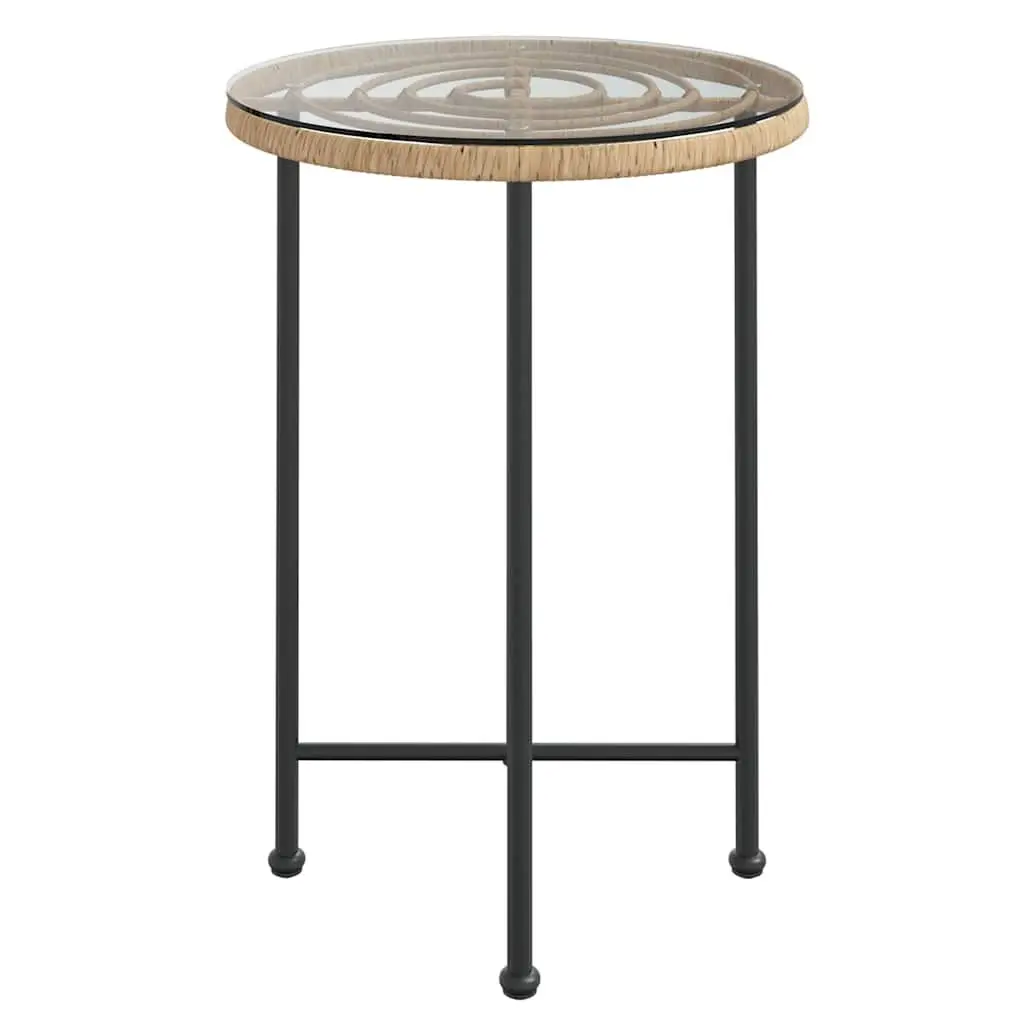 Outdoor Dining Table 55cm Tempered Glass Top Steel Frame Brown