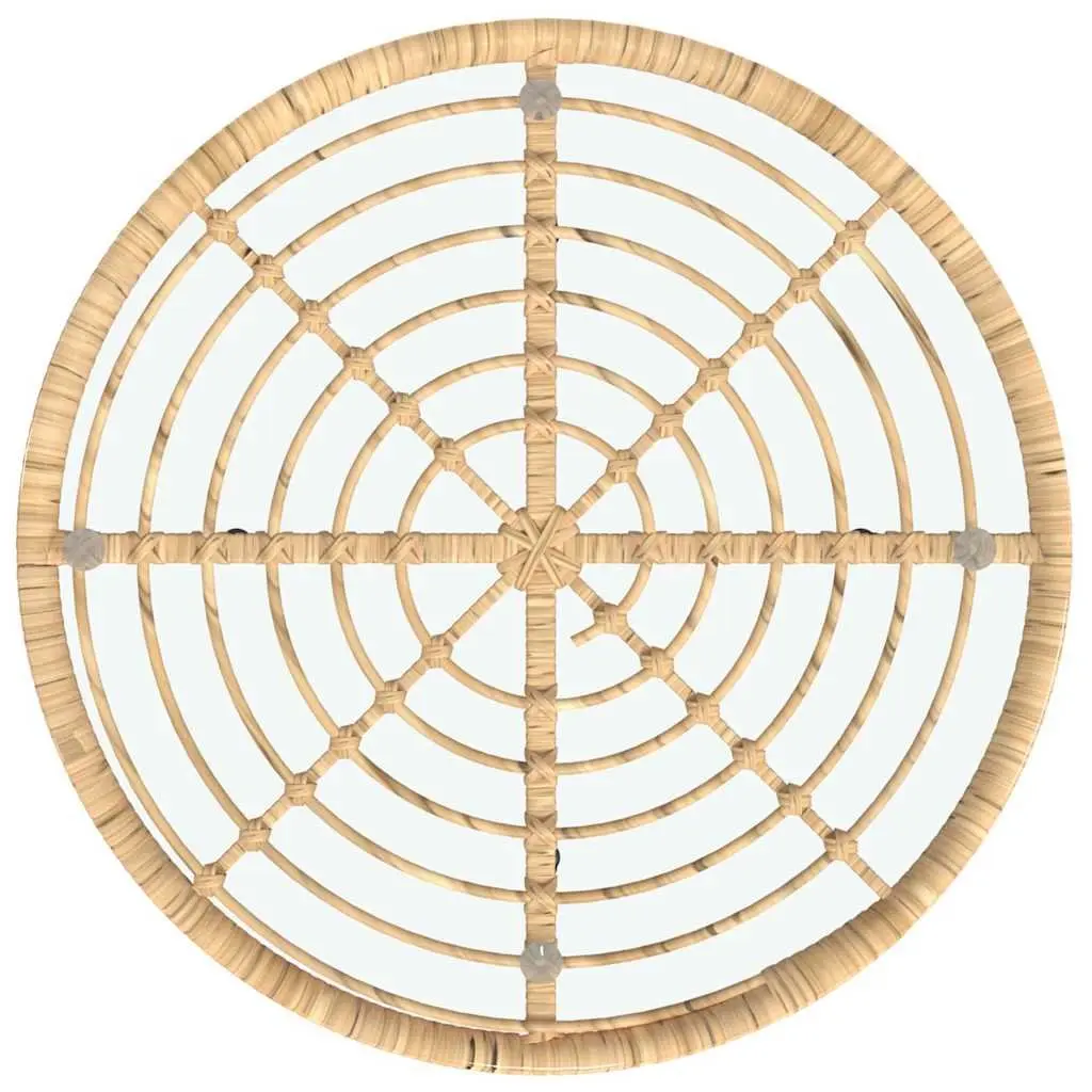 Round Dining Table Outdoor Patio 80cm Tempered Glass Steel Frame Brown