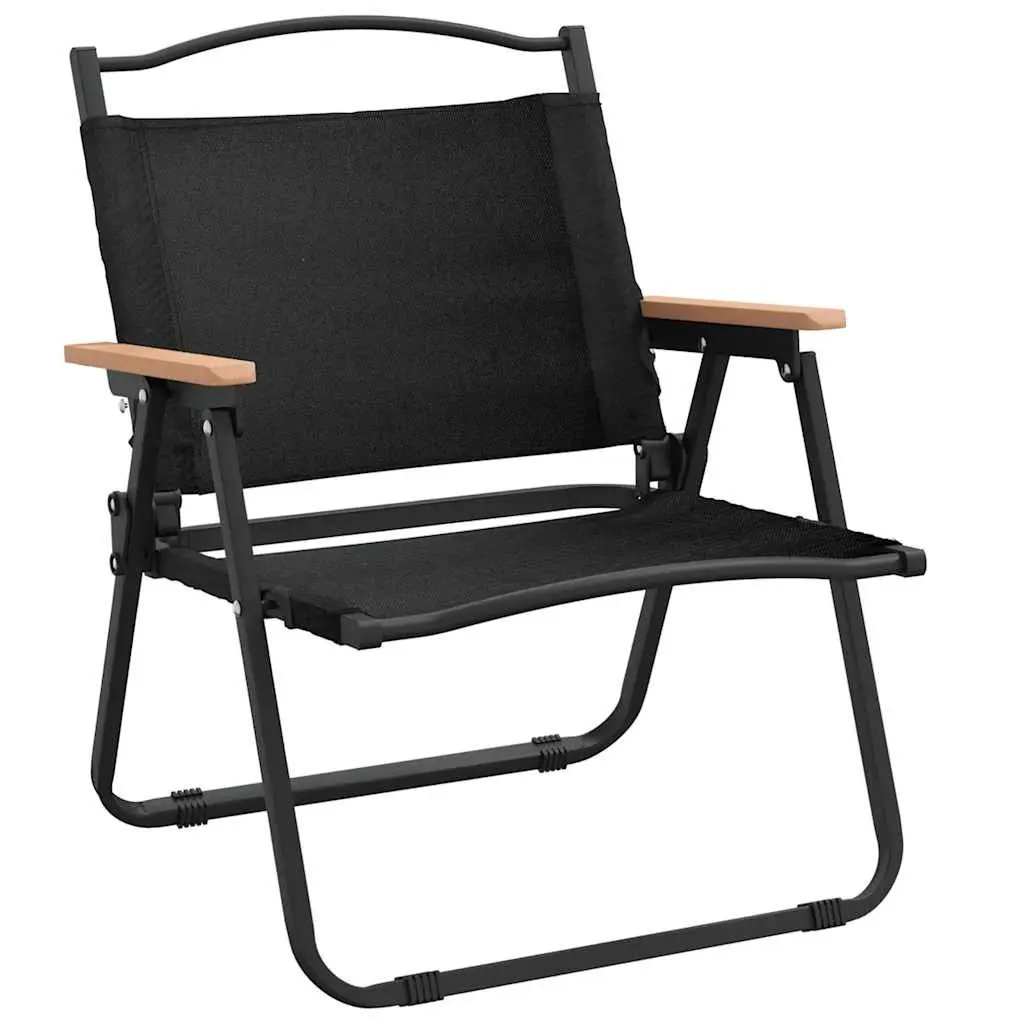 Camping Chairs Outdoor Folding 2 Piece Black Picnic Garden Beach Seating