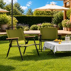 Comfortable Green Camping Chairs - 2 Folding Seats