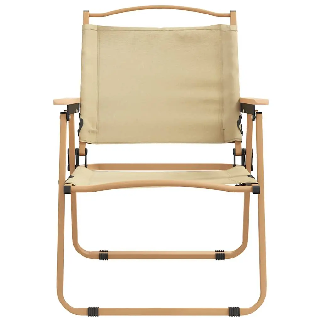 Camping Chairs Portable Folding 2 Piece Beige Outdoor Picnic Fishing Seat