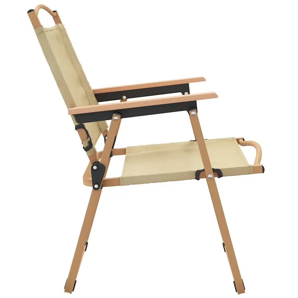 Camping Chairs Portable Folding 2 Piece Beige Outdoor Picnic Fishing Seat