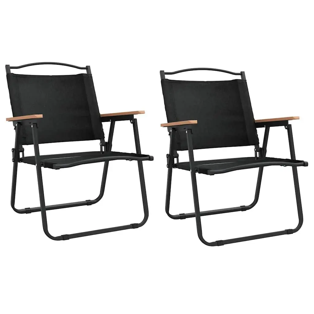 Outdoor Camping Chairs Folding Portable Black Picnic Beach Garden Seating 2 pcs