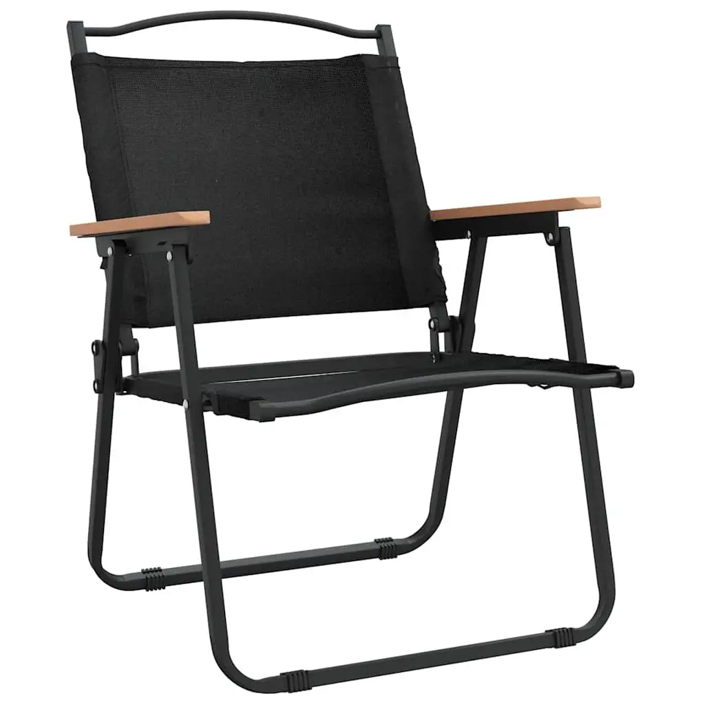 Outdoor Camping Chairs Folding Portable Black Picnic Beach Garden Seating 2 pcs