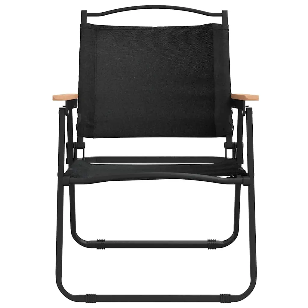 Outdoor Camping Chairs Folding Portable Black Picnic Beach Garden Seating 2 pcs