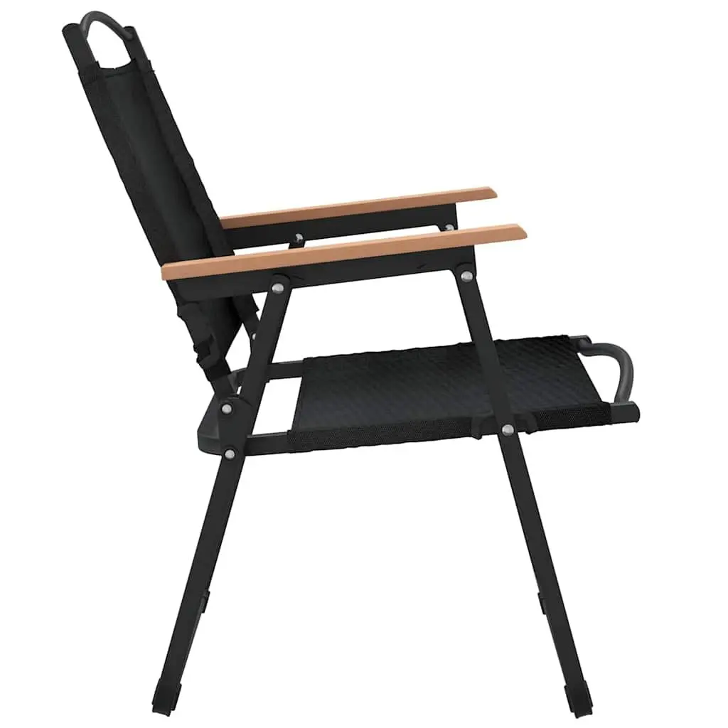 Outdoor Camping Chairs Folding Portable Black Picnic Beach Garden Seating 2 pcs