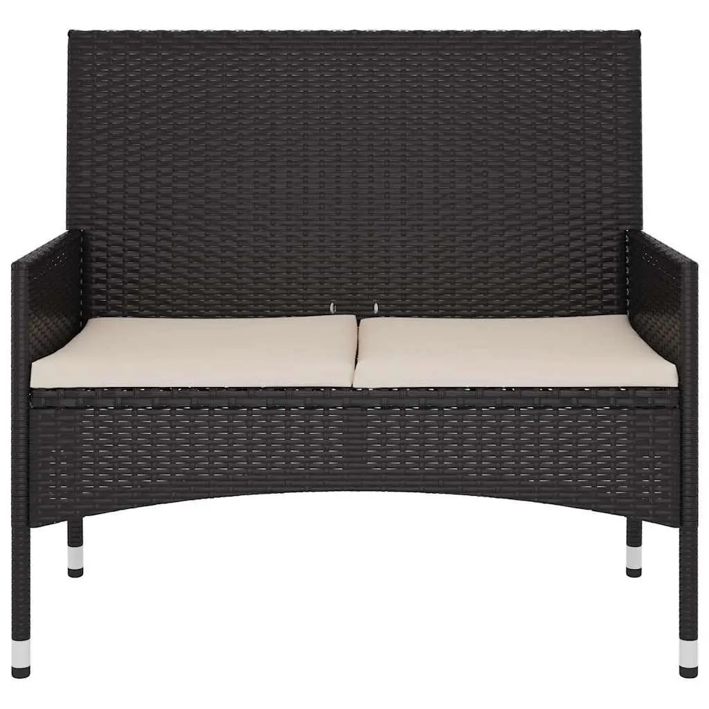 2-Seater Garden Bench with Cushions Black Outdoor Furniture Patio Seating