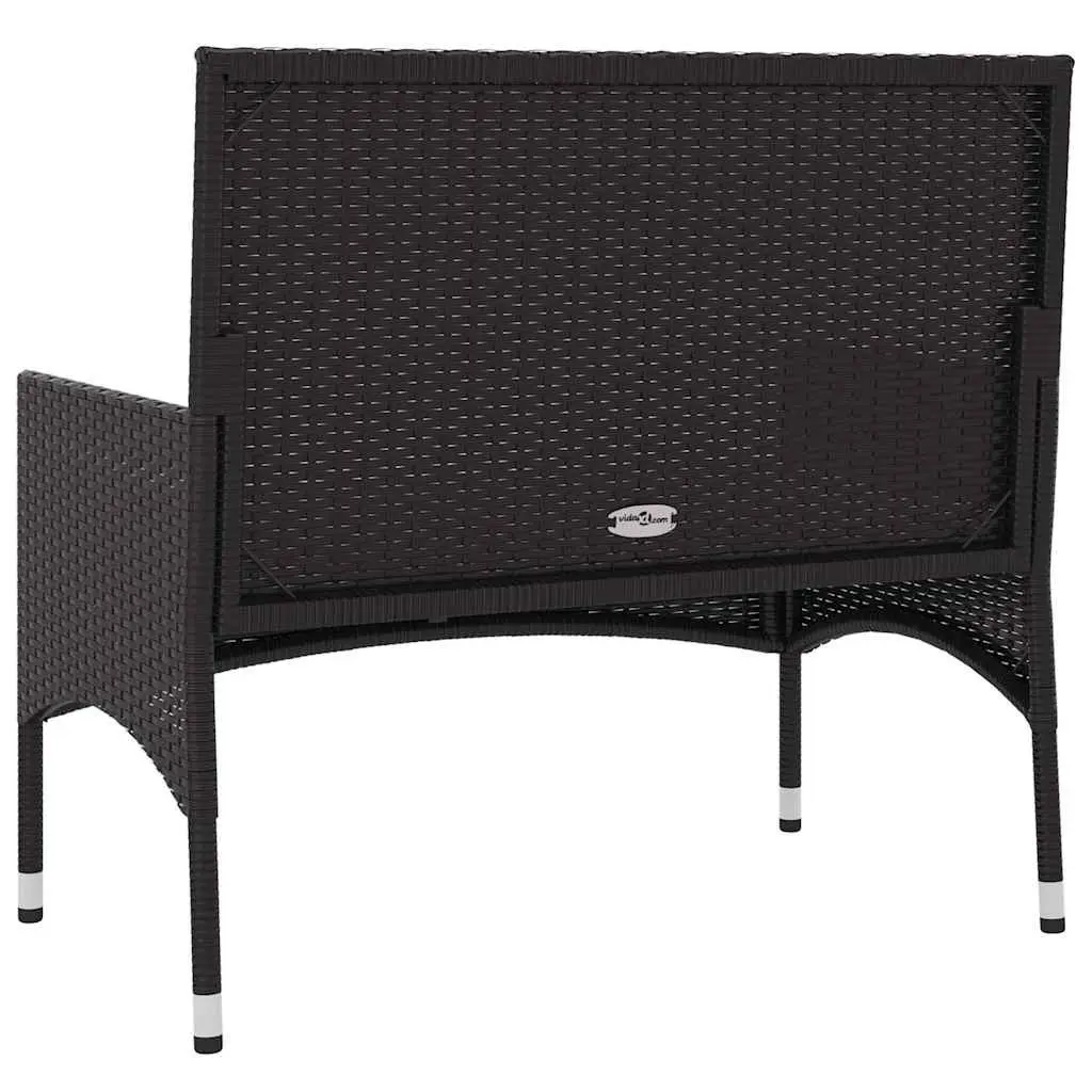 2-Seater Garden Bench with Cushions Black Outdoor Furniture Patio Seating