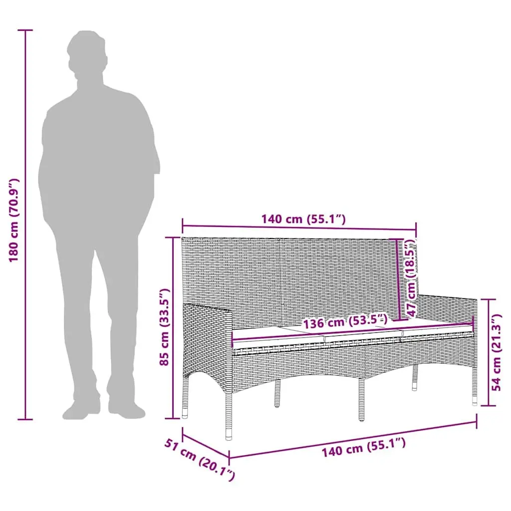 3-Seater Garden Bench with Comfort and Style