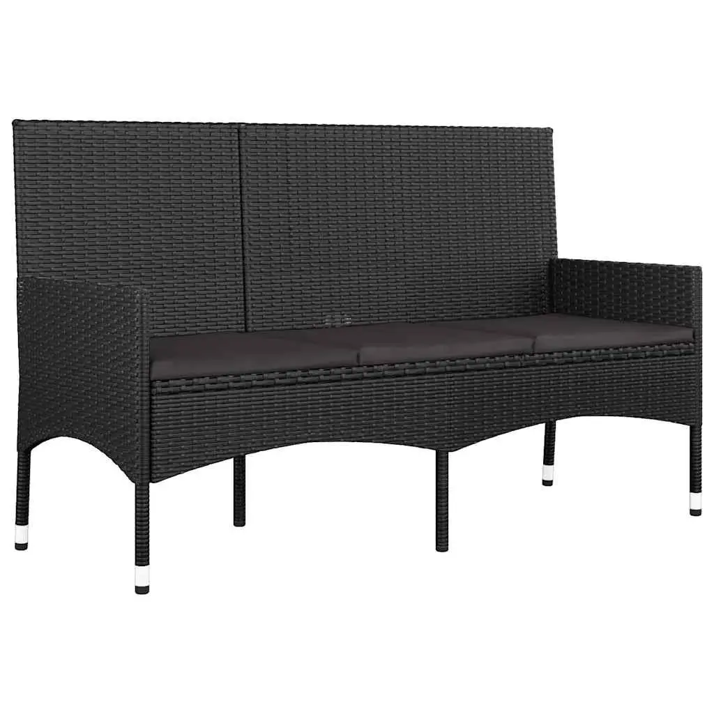 4 Piece Outdoor Garden Lounge Set Cushions Black Poly Rattan