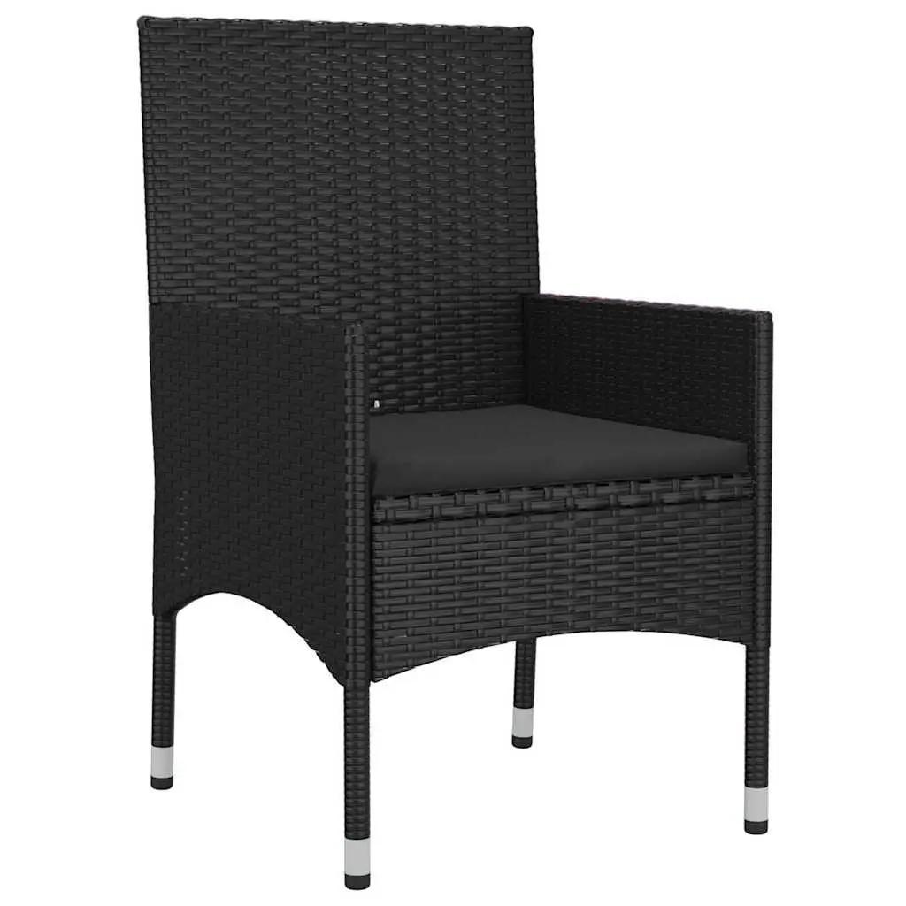 4 Piece Outdoor Garden Lounge Set Black Poly Rattan Furniture with Cushions