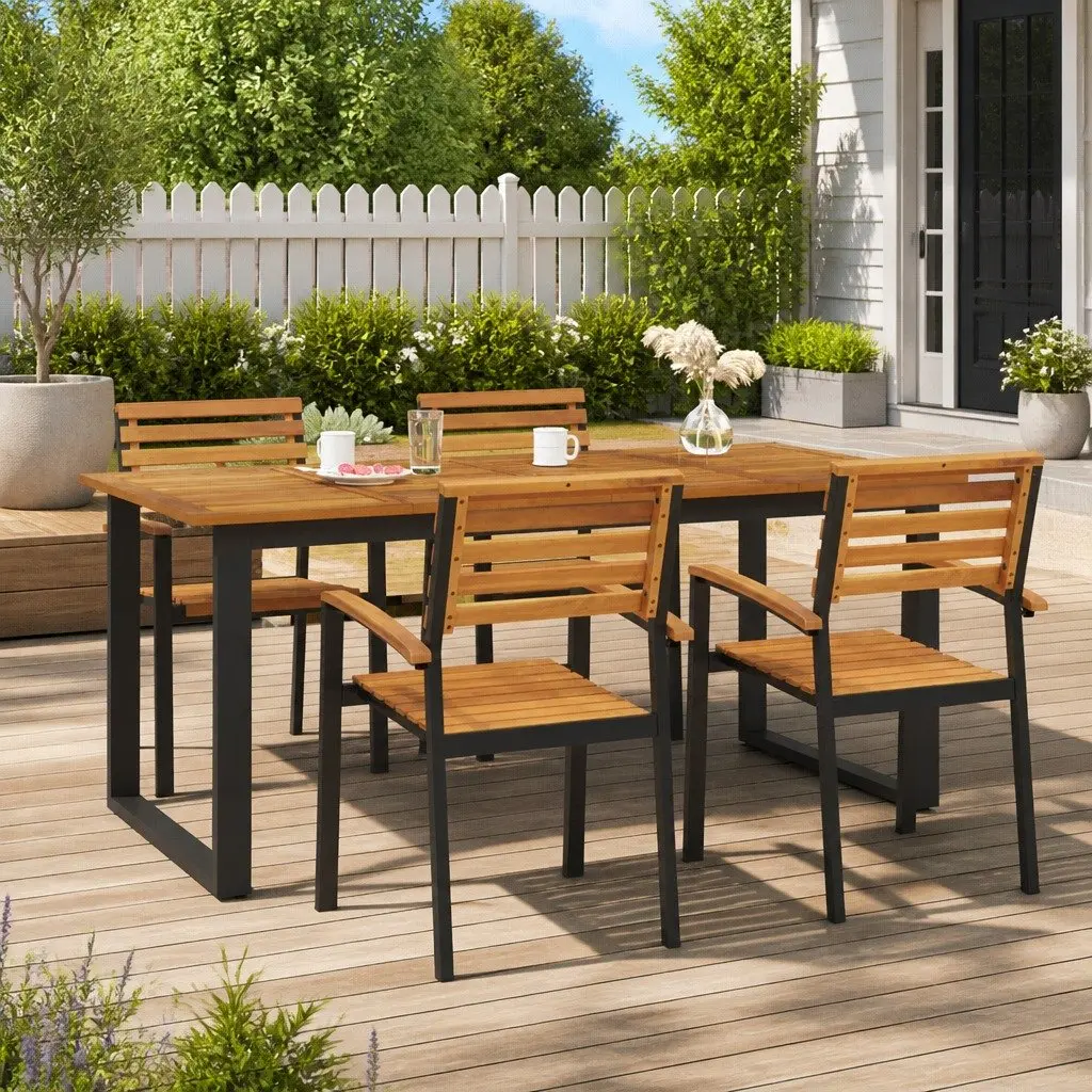 Garden Dining Table Outdoor Acacia Wood 180 x 90 x 75 cm Brown