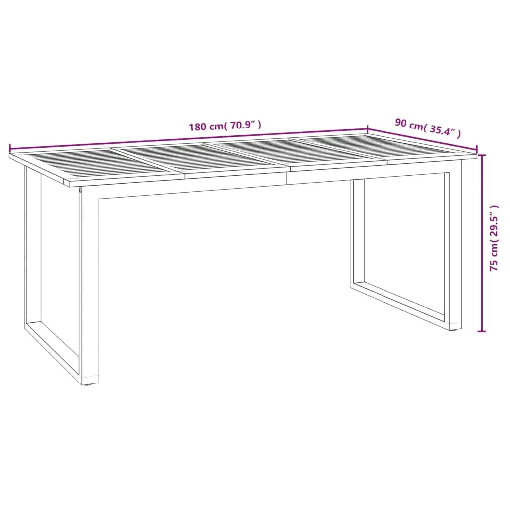 Garden Dining Table Outdoor Acacia Wood 180 x 90 x 75 cm Brown