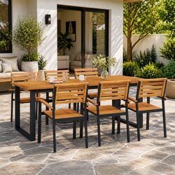 Value in This Brown Acacia Wood Outdoor Dining Table