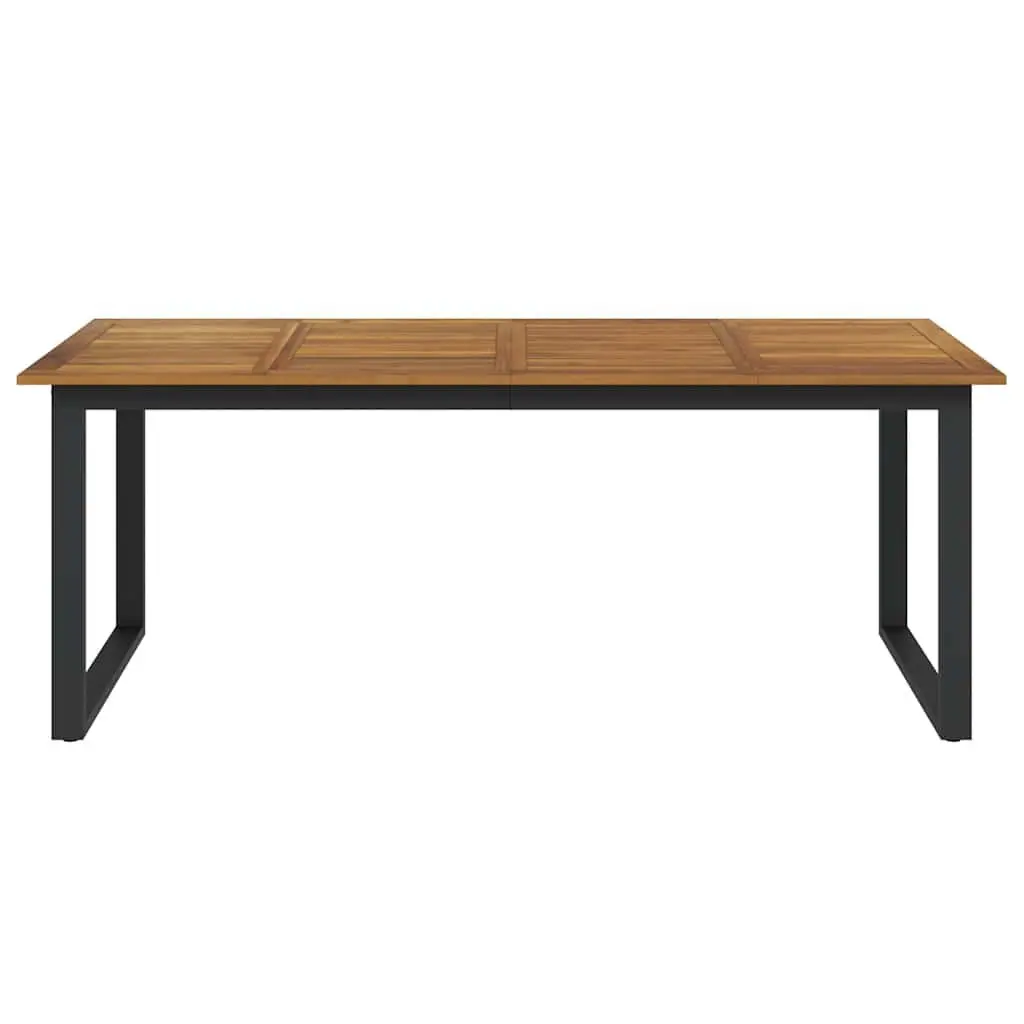 Garden Table Outdoor Dining Solid Acacia Wood U-shaped Legs Brown 200x90x75cm