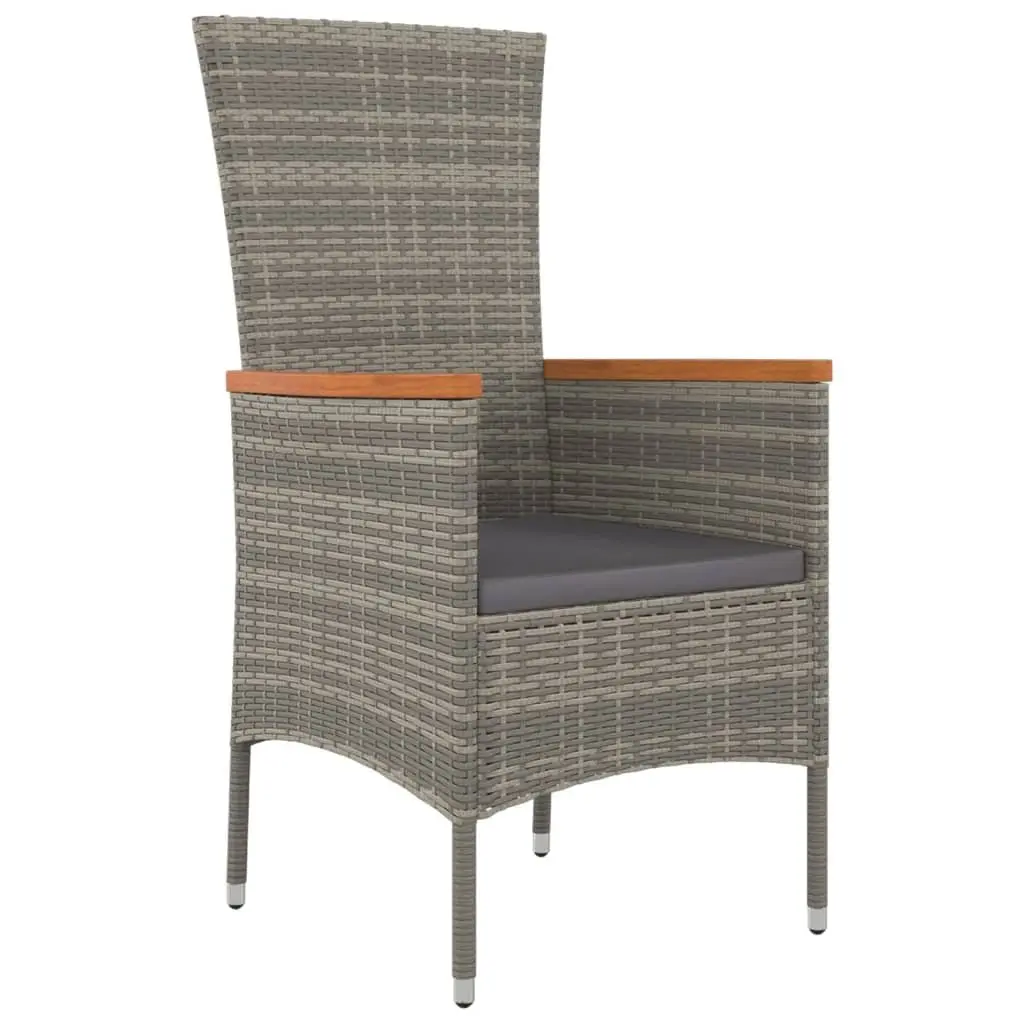 Grey Poly Rattan Chairs Set for Outdoor Use