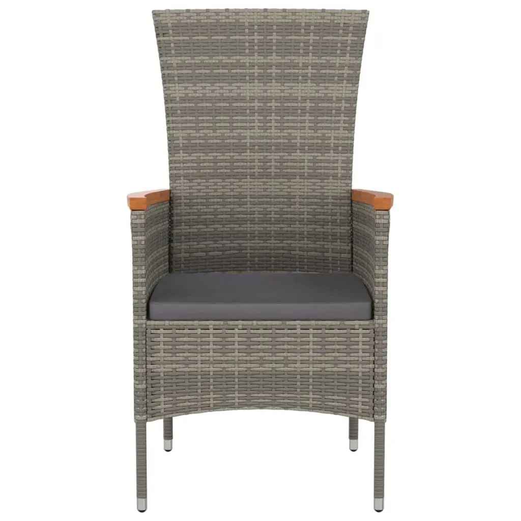 Grey Poly Rattan Chairs Set for Outdoor Use