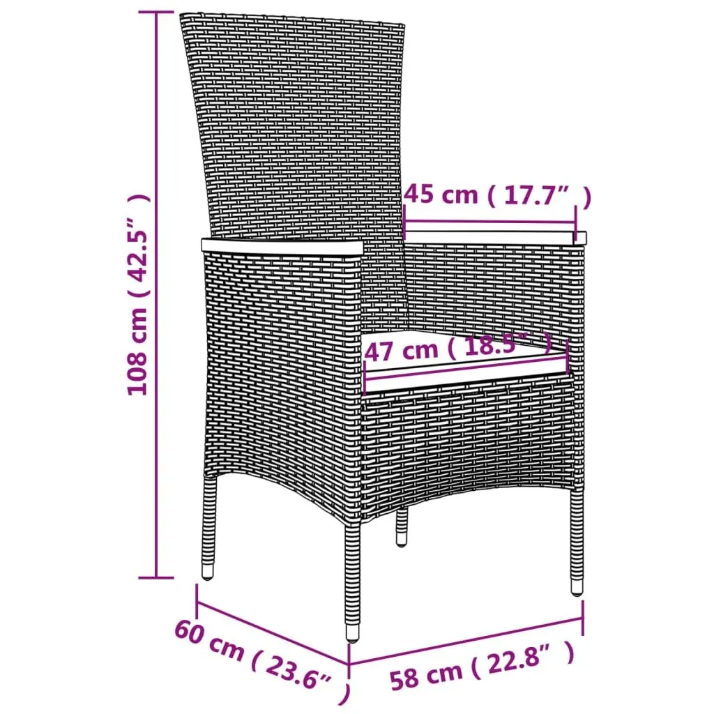 Grey Poly Rattan Chairs Set for Outdoor Use