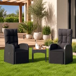 Cozy Black Reclining Chairs for Outdoor Use - 2 Pack