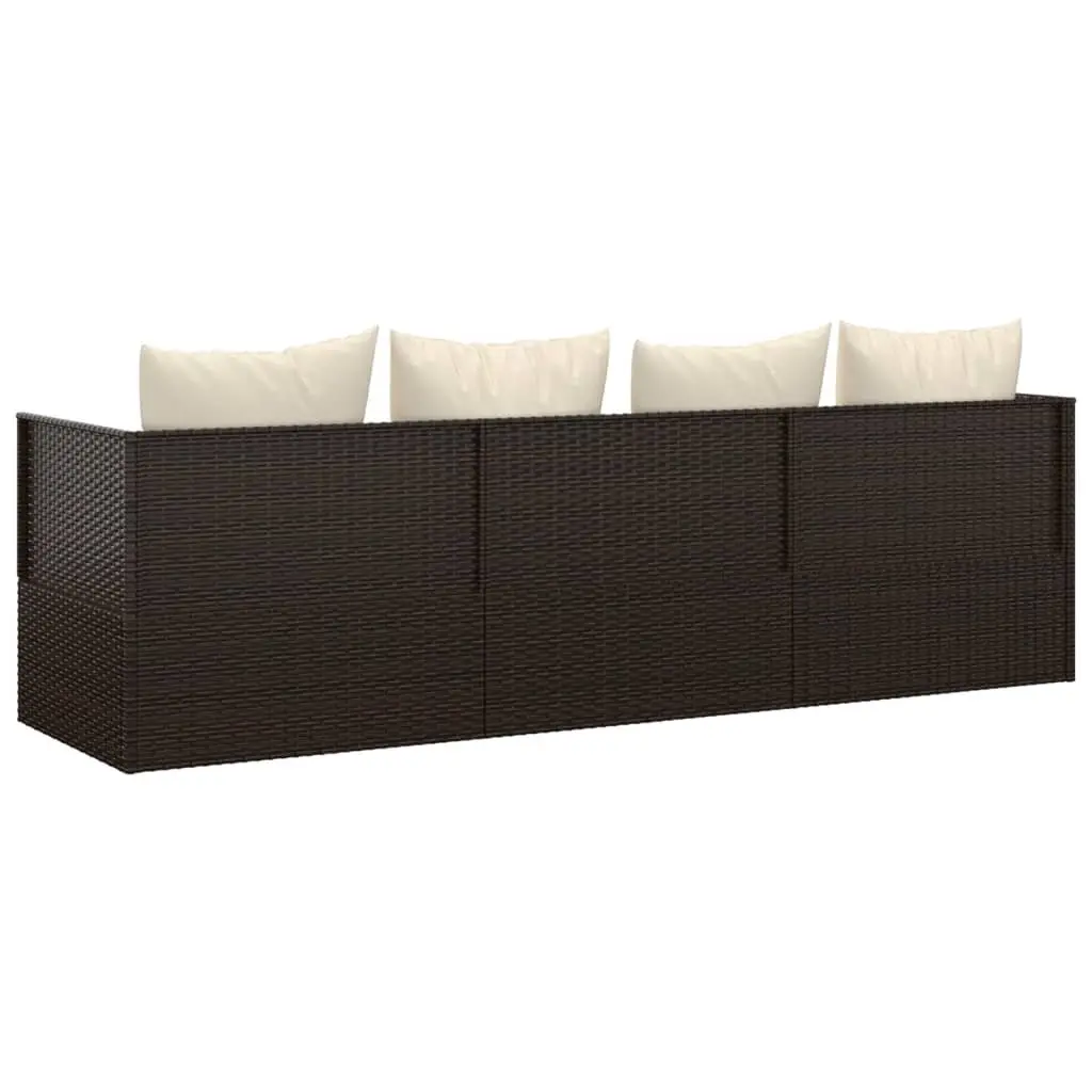 Outdoor Lounge Bed Adjustable Backrest Brown Poly Rattan