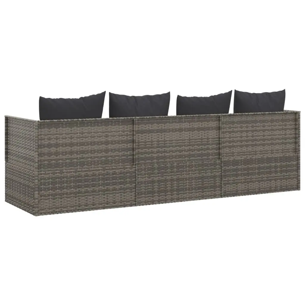 Outdoor Lounge Bed Adjustable Grey Poly Rattan Sun Lounger