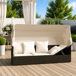 Affordable Comfort: Outdoor Lounge Bed with Roof and Cushions