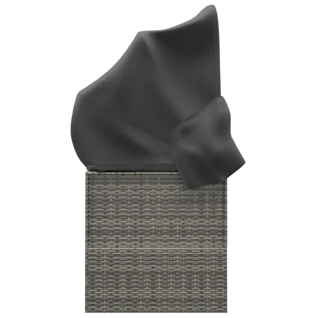 Outdoor Lounge Bed Canopy Roof Cushions Grey Poly Rattan