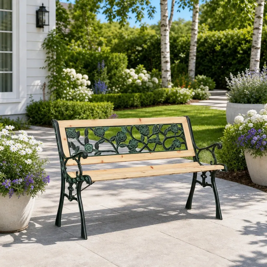Garden Bench with Cushion for Outdoor Comfort