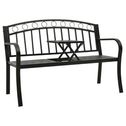 Practical and Stylish Black Garden Bench with Table