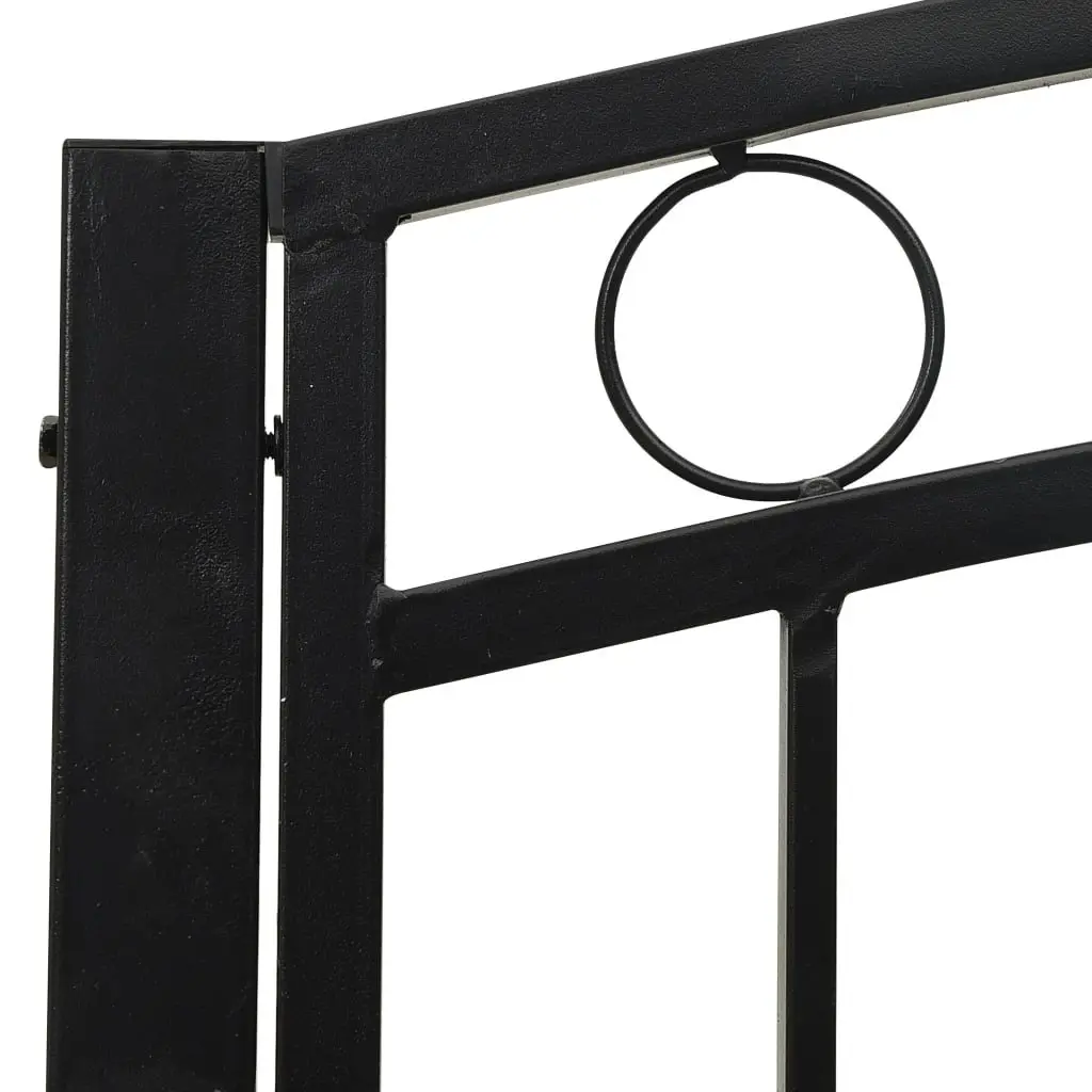 Garden Bench with Table Outdoor Seating 120cm Black Steel Frame