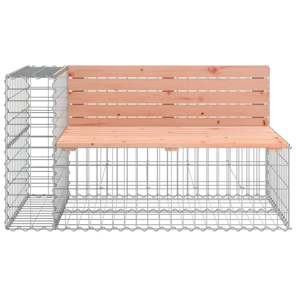 Garden Bench Solid Wood Outdoor Seating with Gabion Basket Steel Base Brown