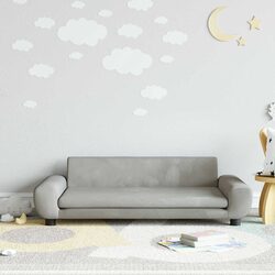 Welcoming Grey Velvet Kids Sofa for Comfort and Safety