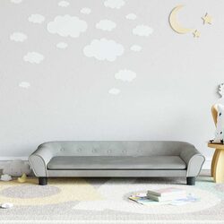 Comfortable Grey Velvet Kids Sofa for Little Ones