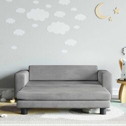 Comfortable Kids Sofa Set with Footstool in Light Grey