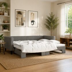 Comfortable Grey Daybed with Trundle for Guests