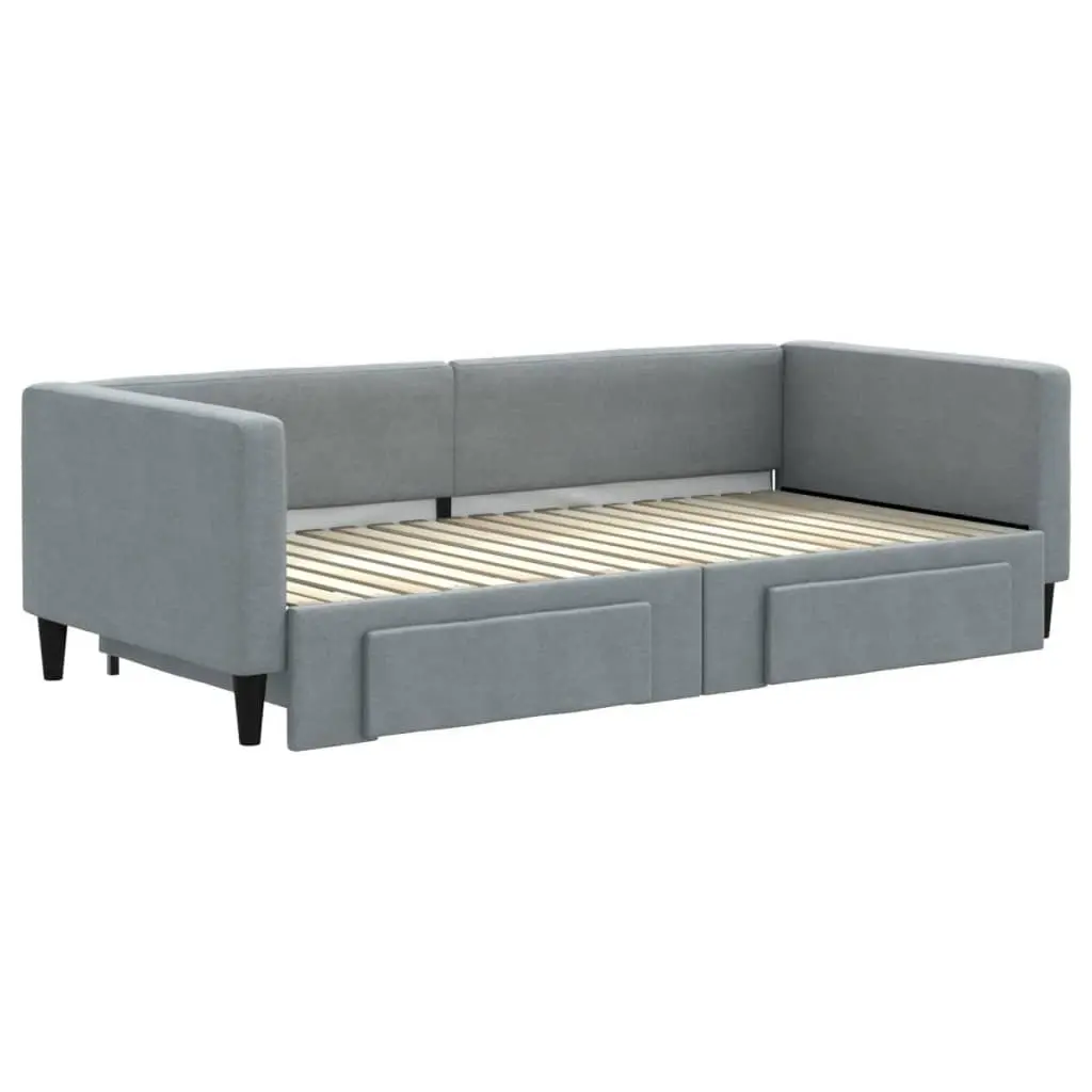 Daybed with Trundle and Storage Drawers Sofa Bed Guest Sleeping Grey 90x190cm