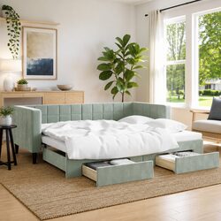 Practical Daybed with Trundle and Storage in Grey
