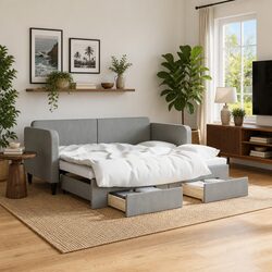 Grey Daybed with Trundle: Comfort and Utility Combined