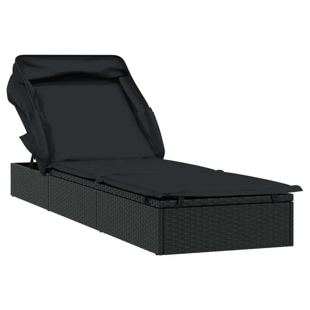 Sun Lounger Adjustable Reclining Daybed 213x63x97cm Black
