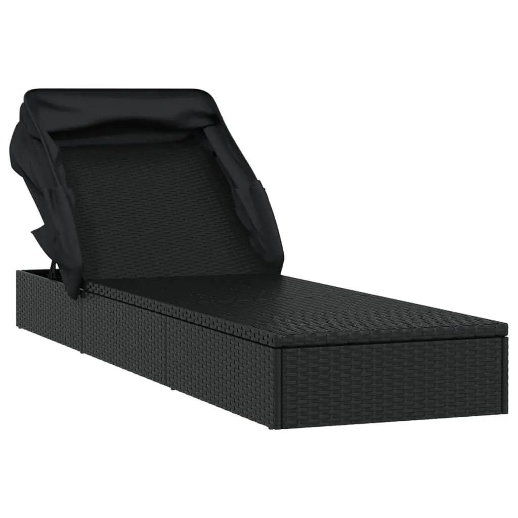 Sun Lounger Adjustable Reclining Daybed 213x63x97cm Black