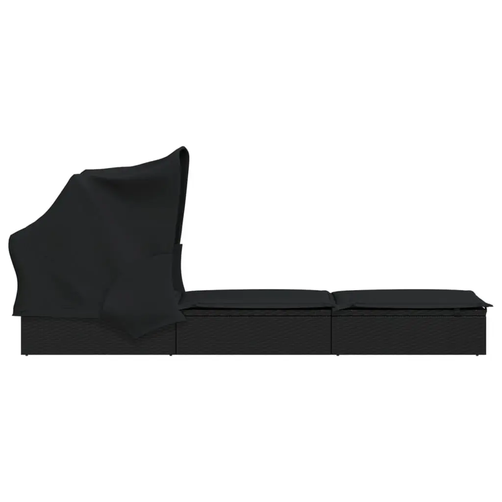 Sun Lounger Adjustable Reclining Daybed 213x63x97cm Black