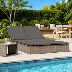 Comfortable and Durable 2-Person Sun Lounger in Grey
